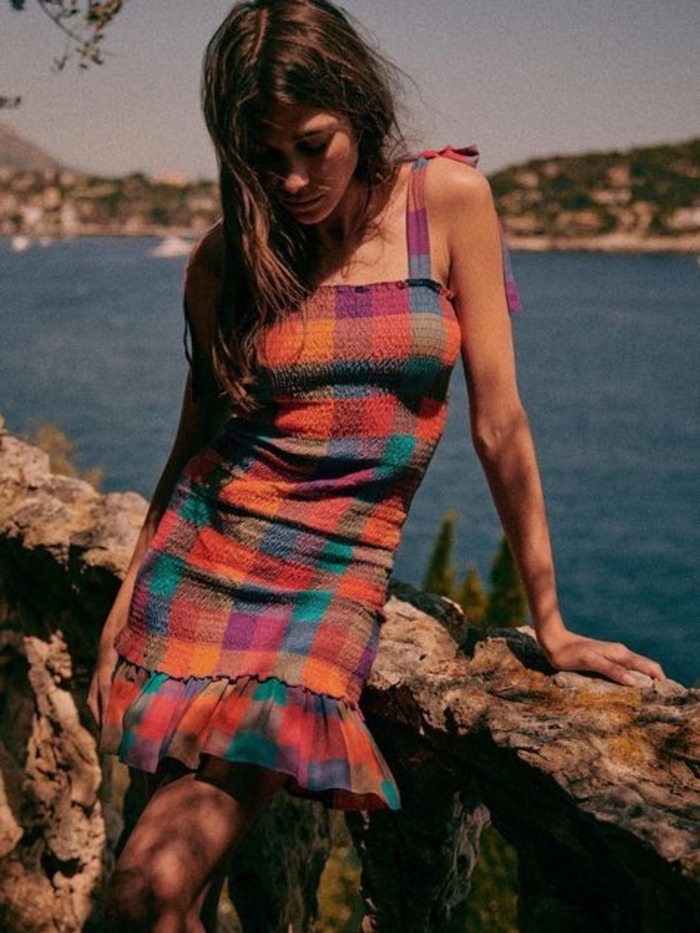 Sezane Multicolor Plaid Mini Dress - Orange, Purple, Teal